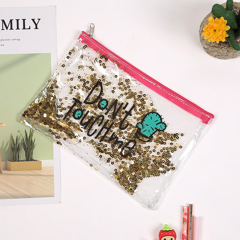 Wholesale PVC Quicksand Laser Pencil Case